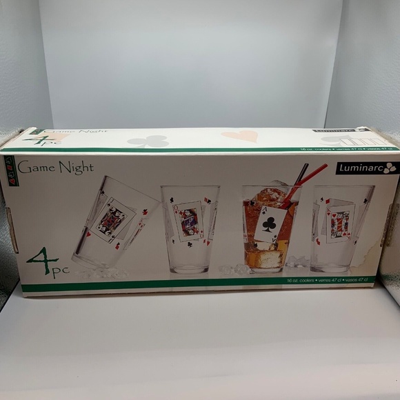 New Set of Four Luminarc Game Night Glasses 16 oz Coolers - Picture 8 of 10